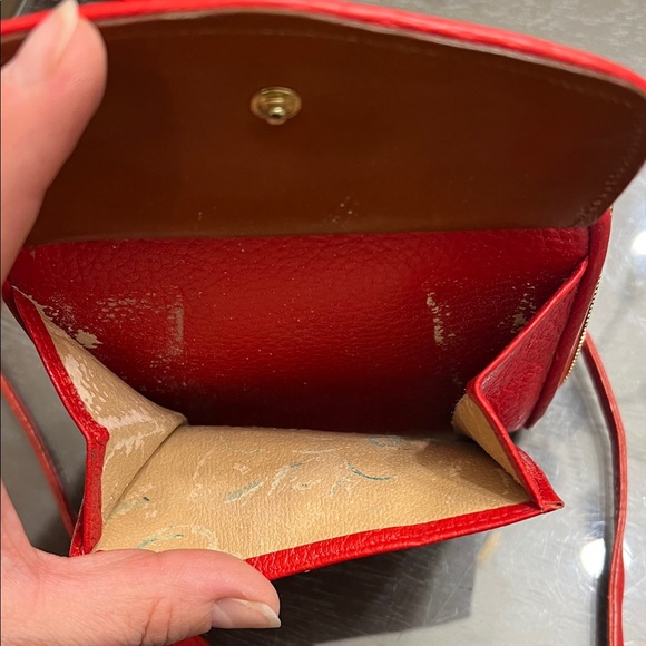 Vintage 90s Dooney & Burke Red AWL Leather Crossbody Belt Bag - Picture 5 of 7